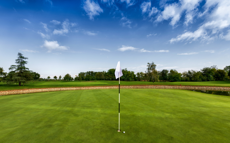 White flag on a golf course